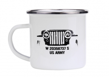 US Army Becher emailliert Motiv Willys jeep